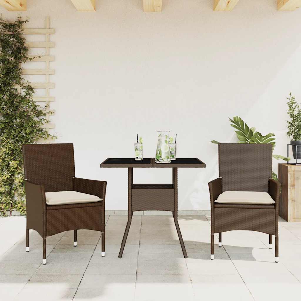 Set Mobilier De Grădină Cu Perne 3 Piese Poliratan & Sticlă