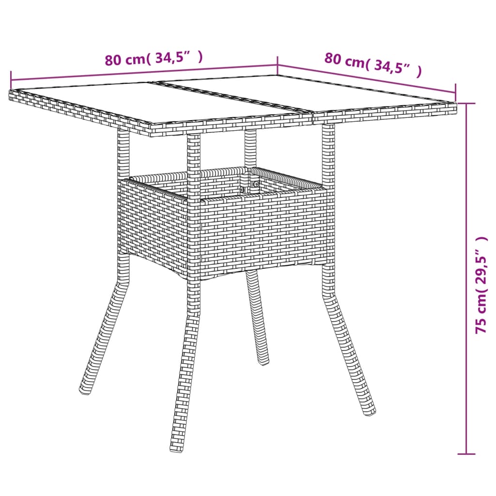 Set Mobilier De Grădină Cu Perne 3 Piese Poliratan & Sticlă