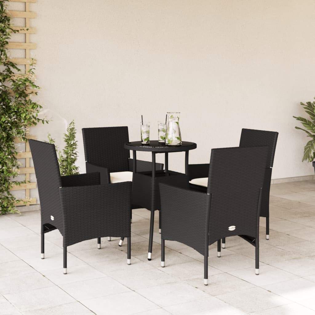 Set Mobilier De Grădină Cu Perne 5 Piese Poliratan&Sticlă