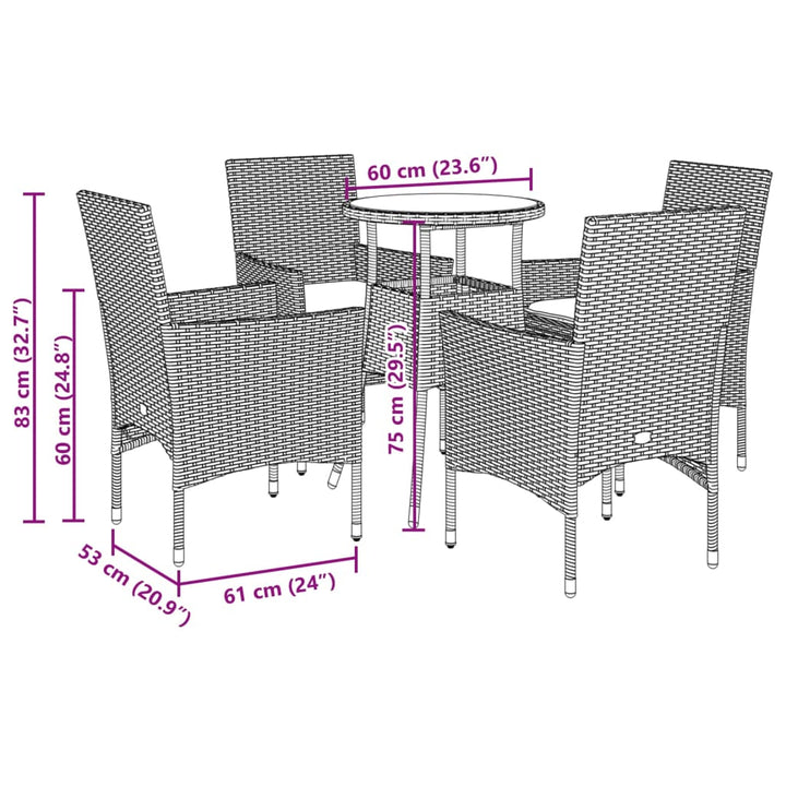 Set Mobilier De Grădină Cu Perne 5 Piese Poliratan&Sticlă