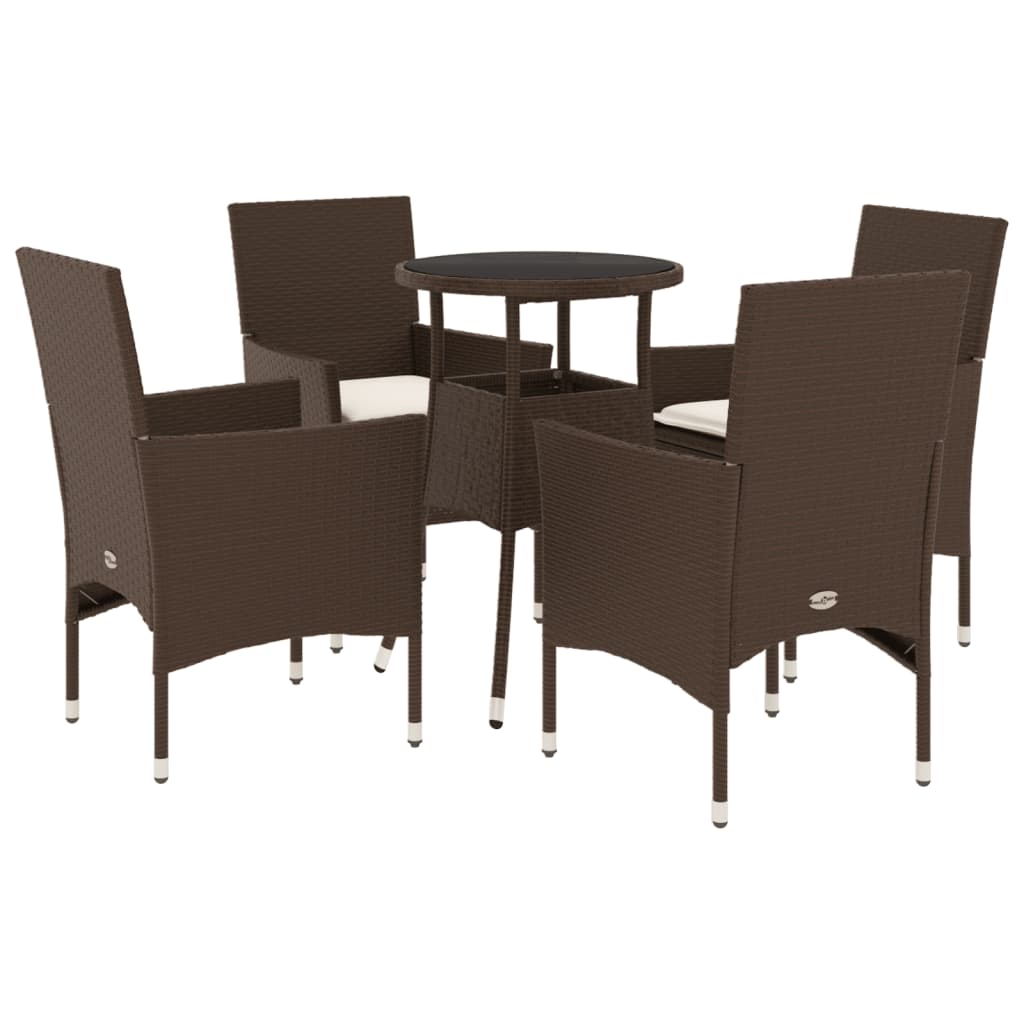 Set Mobilier De Grădină Cu Perne 5 Piese Poliratan&Sticlă