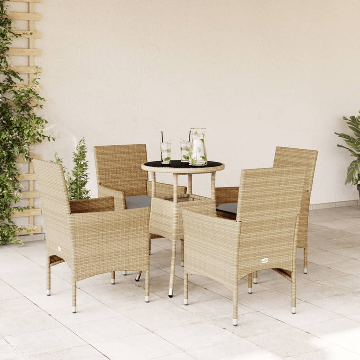 Set Mobilier De Grădină Cu Perne 5 Piese Poliratan&Sticlă