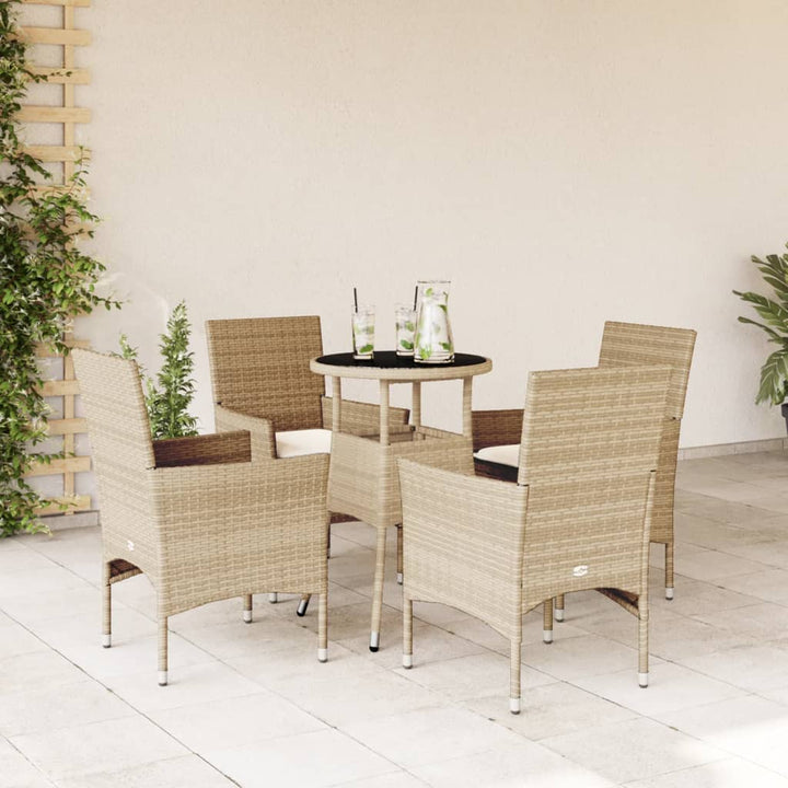 Set Mobilier De Grădină Cu Perne 5 Piese Poliratan&Sticlă