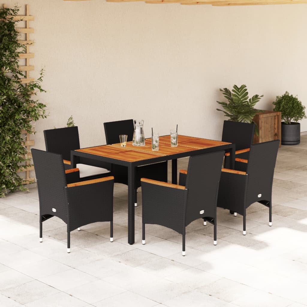 Set Mobilier Grădină Perne 9 Piese Poliratan/Lemn Acacia