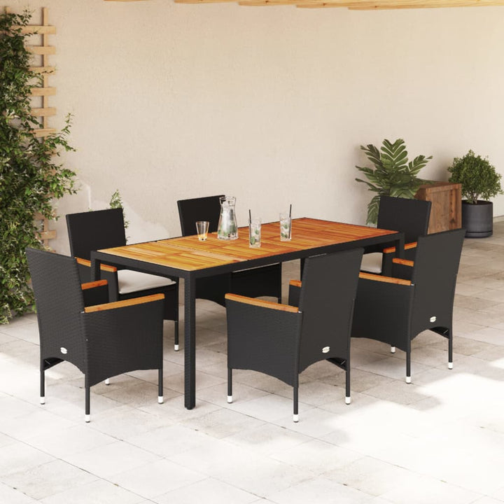 Set Mobilier Grădină Perne 9 Piese Poliratan/Lemn Acacia