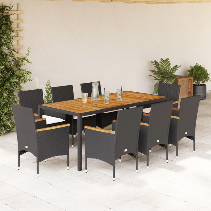 Set Mobilier Grădină Perne 9 Piese Poliratan/Lemn Acacia