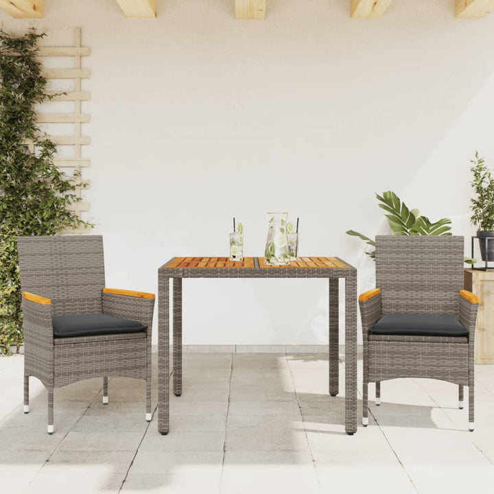 Set Mobilier Grădină Perne 9 Piese Poliratan/Lemn Acacia