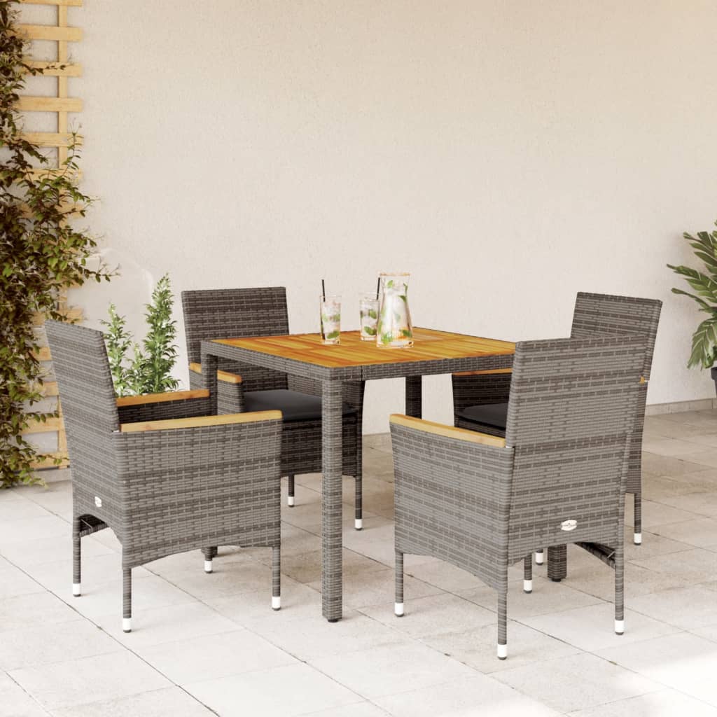 Set Mobilier Grădină Perne 9 Piese Poliratan/Lemn Acacia
