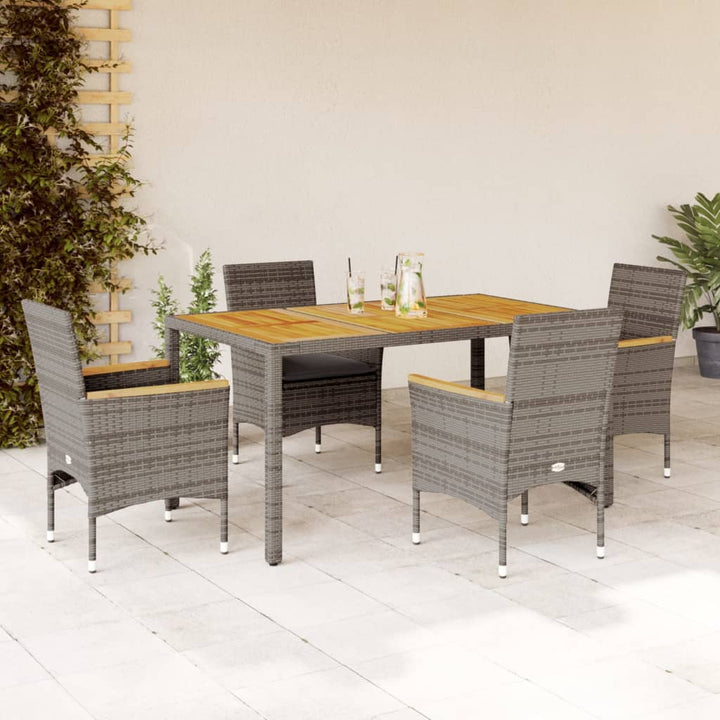 Set Mobilier Grădină Perne 9 Piese Poliratan/Lemn Acacia