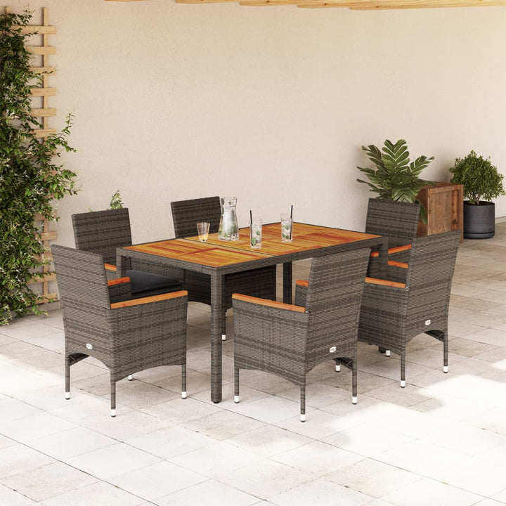 Set Mobilier Grădină Perne 9 Piese Poliratan/Lemn Acacia