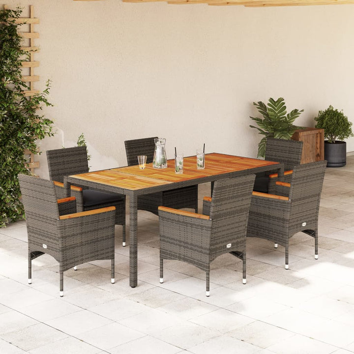 Set Mobilier Grădină Perne 9 Piese Poliratan/Lemn Acacia