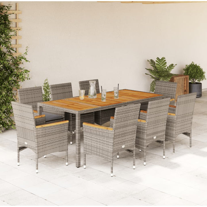 Set Mobilier Grădină Perne 9 Piese Poliratan/Lemn Acacia