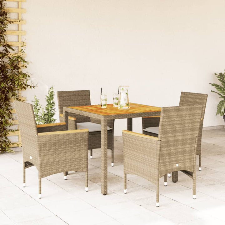 Set Mobilier Grădină Perne 9 Piese Poliratan/Lemn Acacia