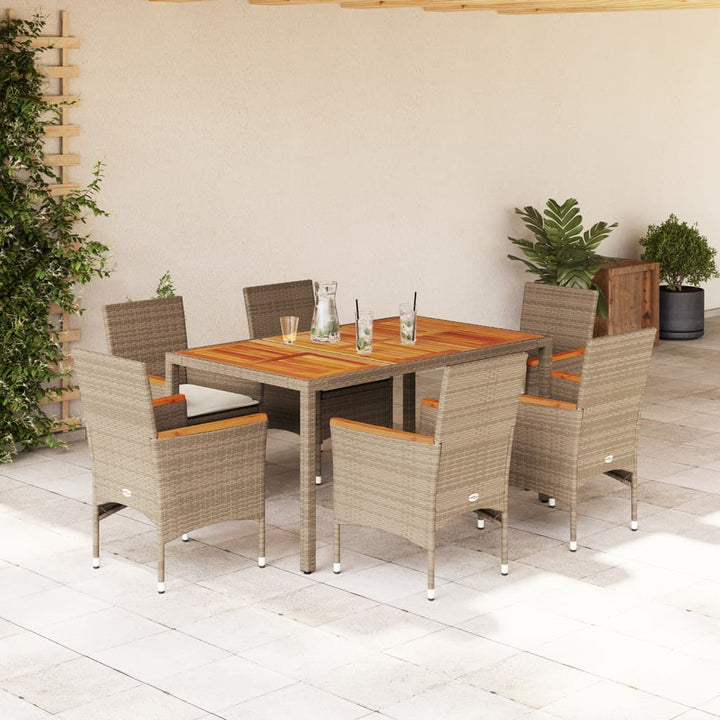 Set Mobilier Grădină Perne 9 Piese Poliratan/Lemn Acacia