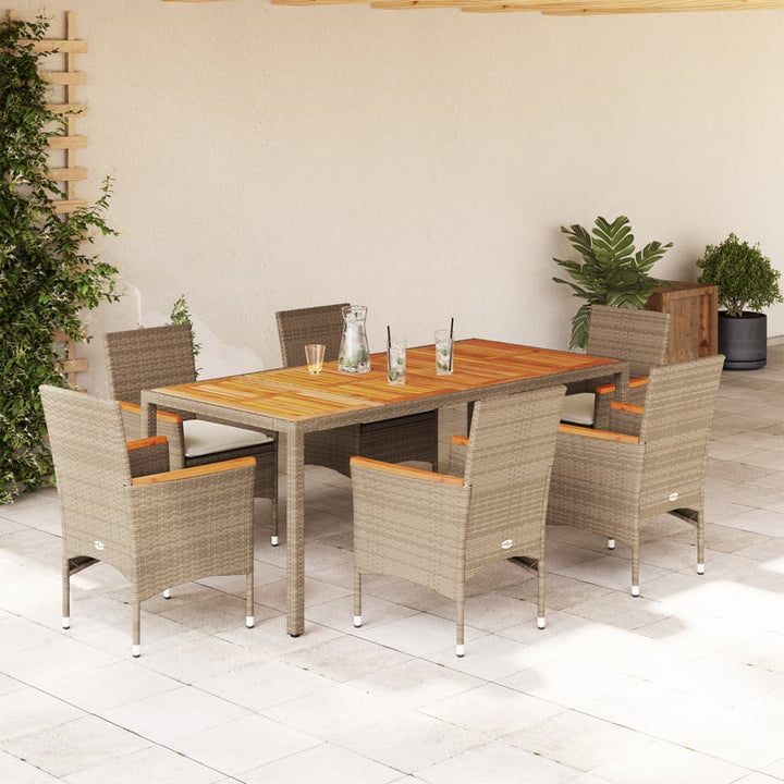 Set Mobilier Grădină Perne 9 Piese Poliratan/Lemn Acacia