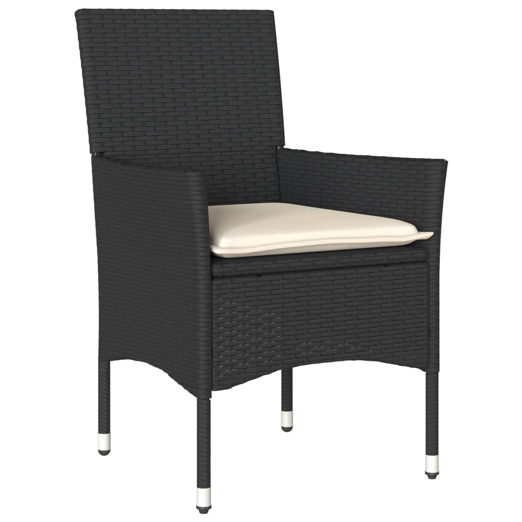 Set Mobilier Grădină Perne 5 Piese Negru Poliratan/Lemn Acacia