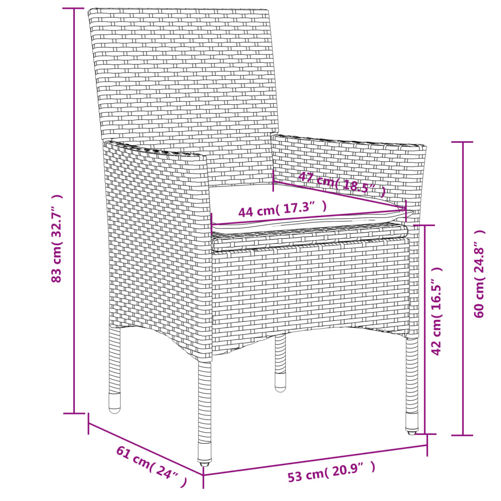 Set Mobilier Grădină Perne 5 Piese Negru Poliratan/Lemn Acacia