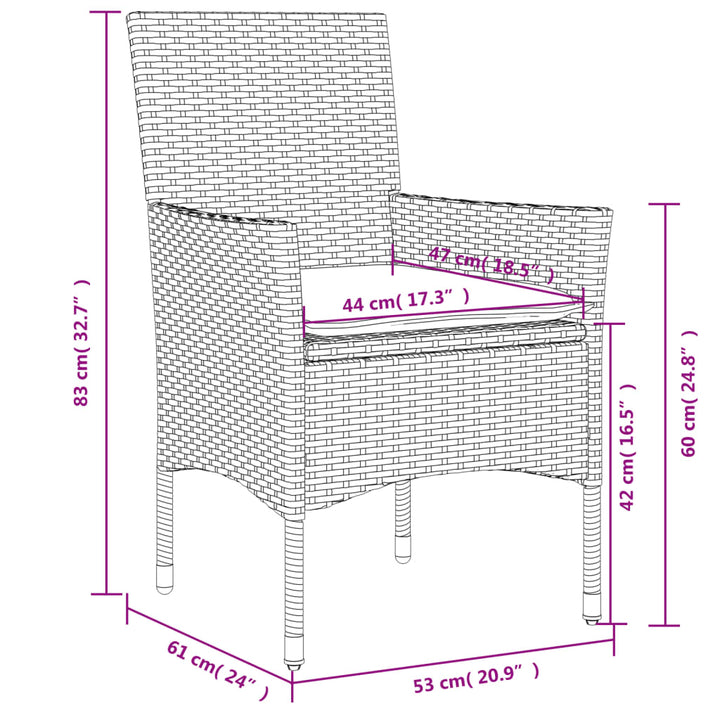 Set Mobilier Grădină Perne 5 Piese Negru Poliratan/Lemn Acacia