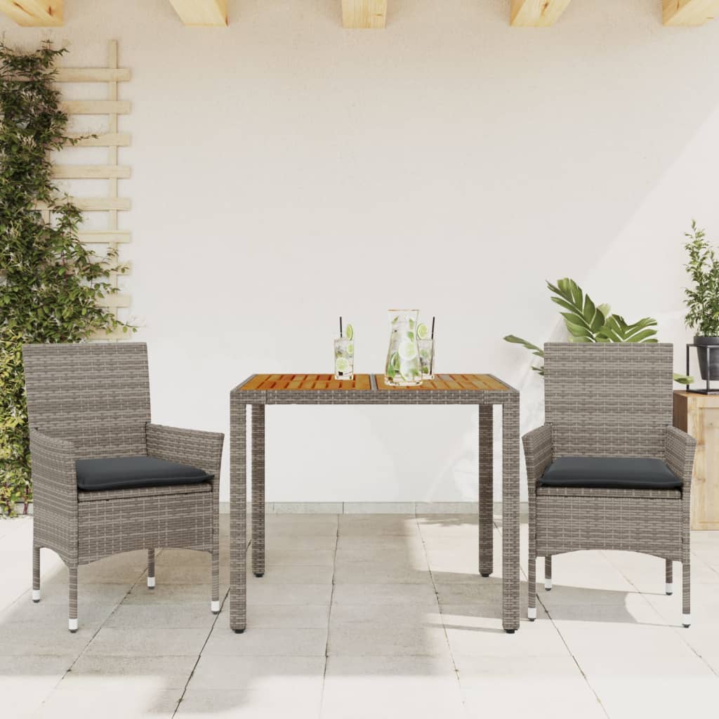 Set Mobilier Grădină Perne 5 Piese Negru Poliratan/Lemn Acacia