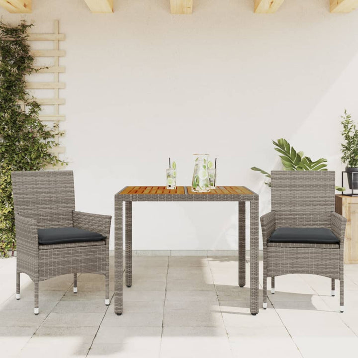 Set Mobilier Grădină Perne 5 Piese Negru Poliratan/Lemn Acacia