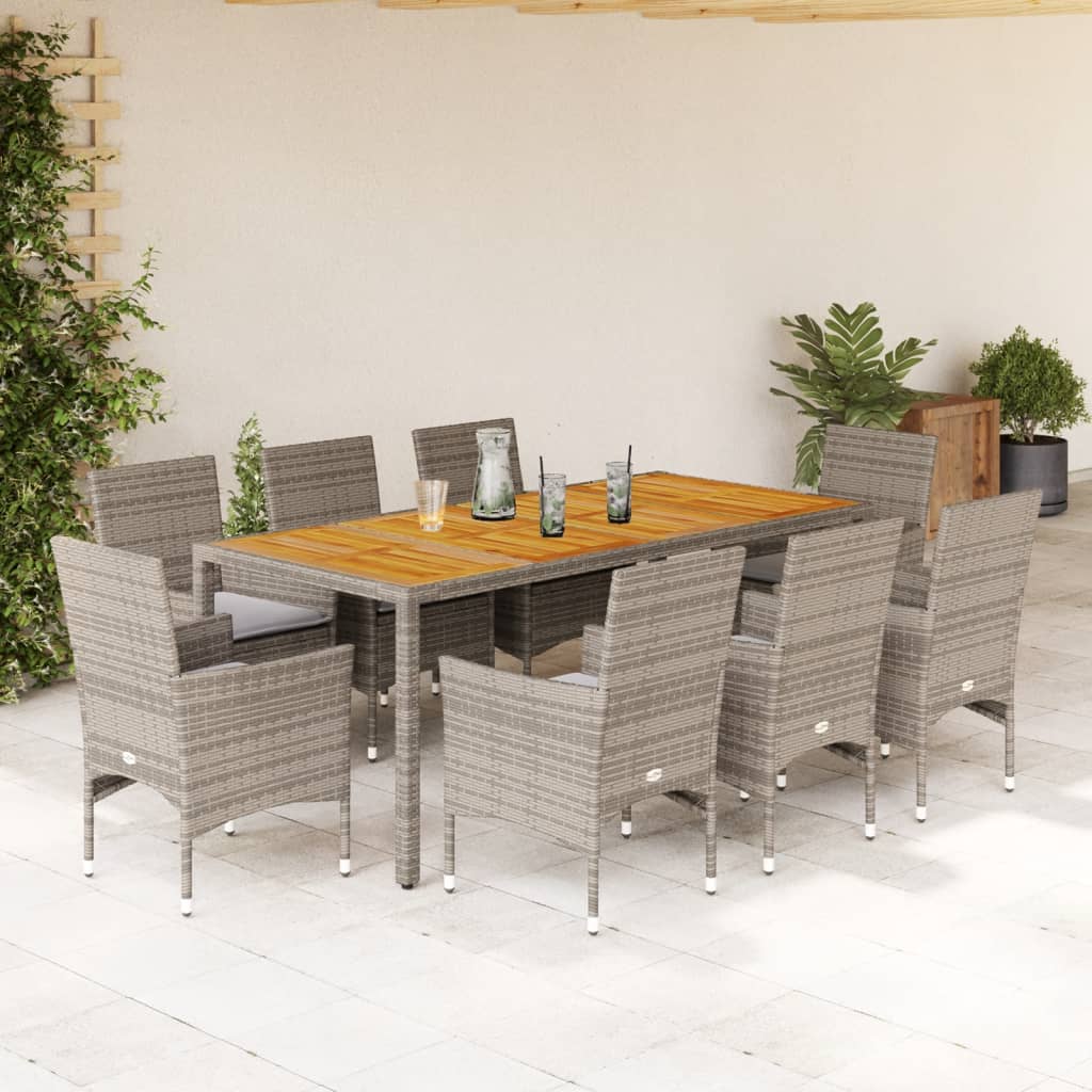 Set Mobilier Grădină Perne 5 Piese Negru Poliratan/Lemn Acacia