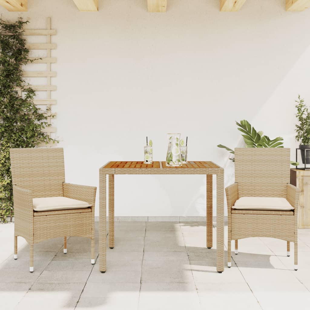 Set Mobilier Grădină Perne 5 Piese Negru Poliratan/Lemn Acacia