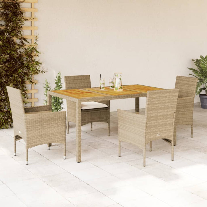 Set Mobilier Grădină Perne 5 Piese Negru Poliratan/Lemn Acacia
