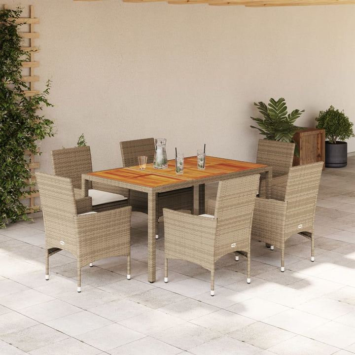 Set Mobilier Grădină Perne 5 Piese Negru Poliratan/Lemn Acacia