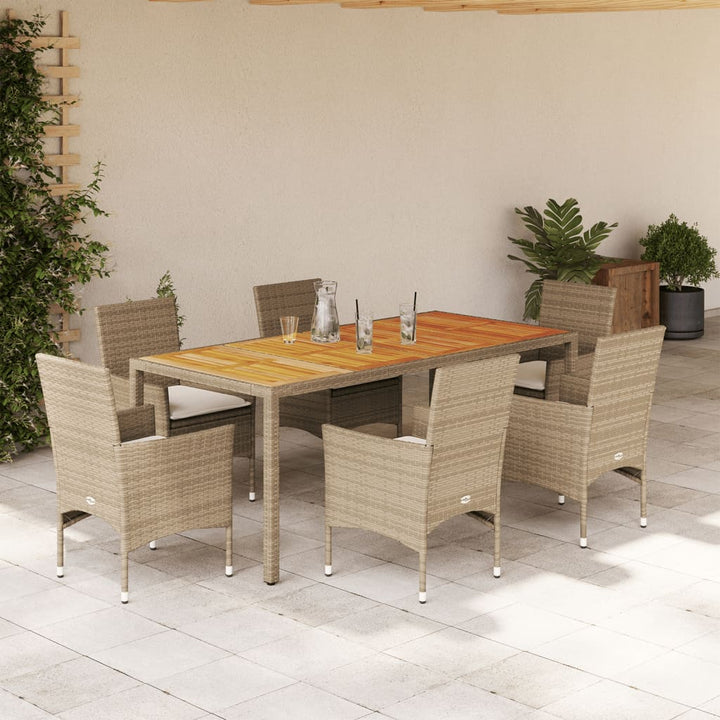Set Mobilier Grădină Perne 5 Piese Negru Poliratan/Lemn Acacia