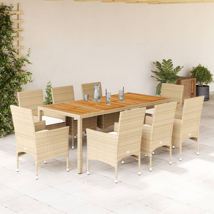 Set Mobilier Grădină Perne 5 Piese Negru Poliratan/Lemn Acacia
