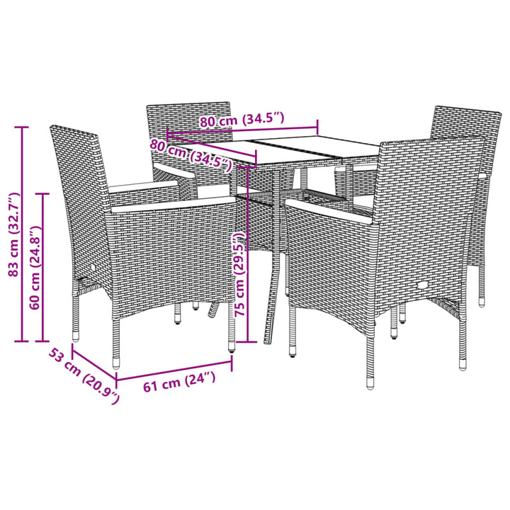 Set Mobilier Grădină Cu Perne 5 Piese Poliratan/Lemn Acacia