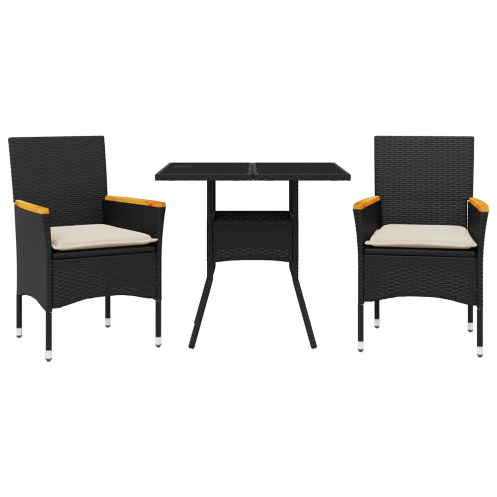 Set Mobilier De Grădină Cu Perne 3 Piese Poliratan&Sticlă
