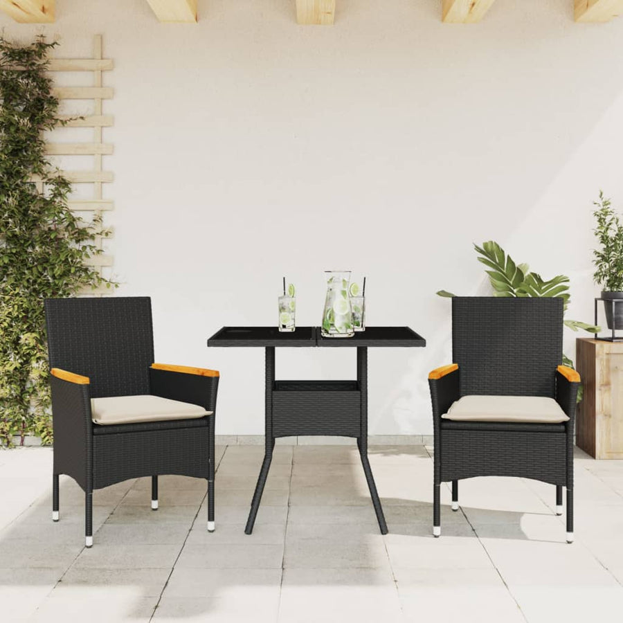 Set Mobilier De Grădină Cu Perne 3 Piese Poliratan&Sticlă