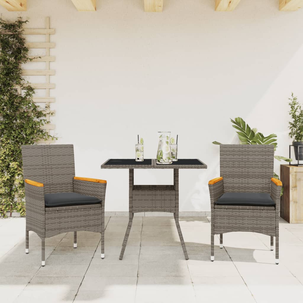 Set Mobilier De Grădină Cu Perne 3 Piese Poliratan&Sticlă