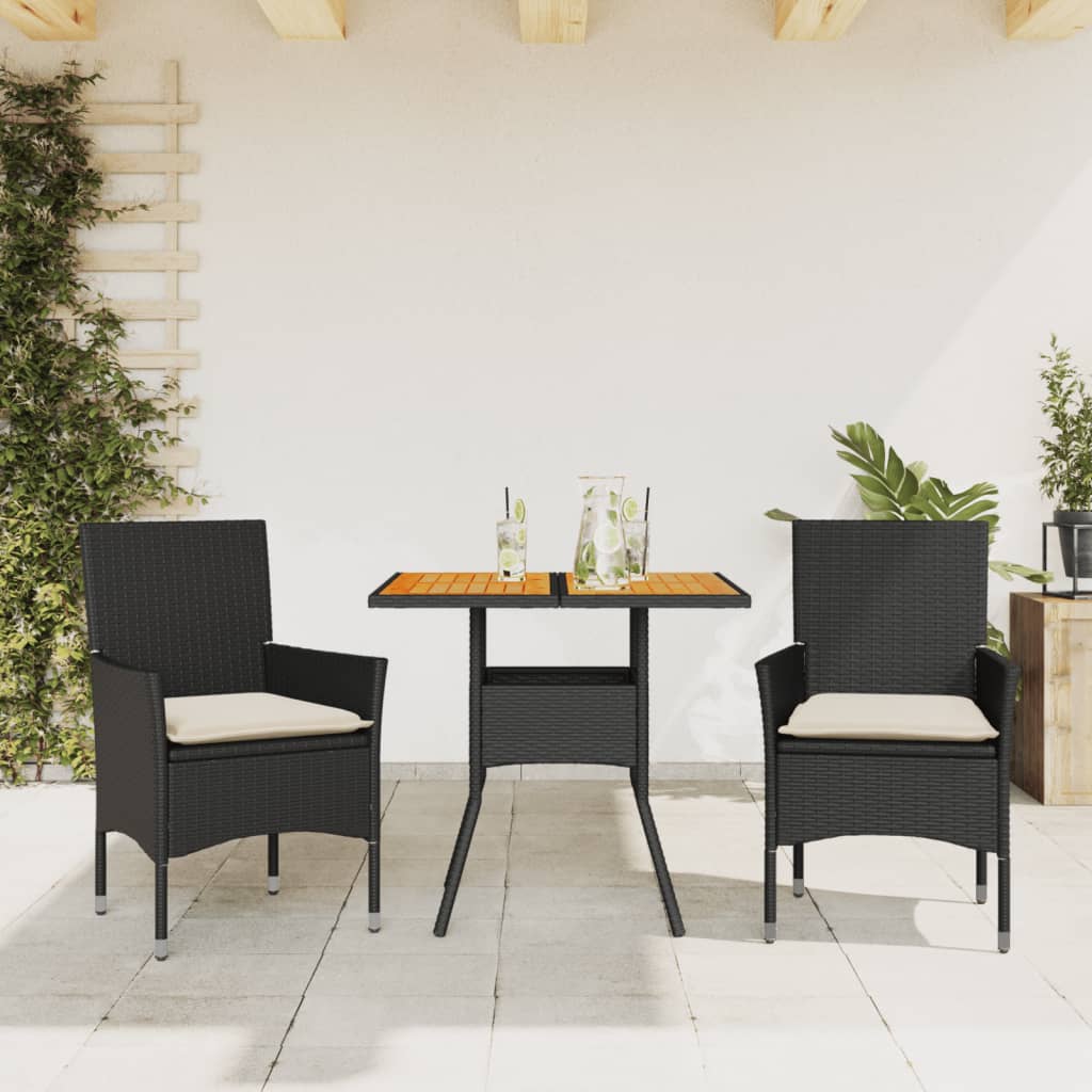 Set Mobilier De Grădină Cu Perne 3 Piese Poliratan&Sticlă