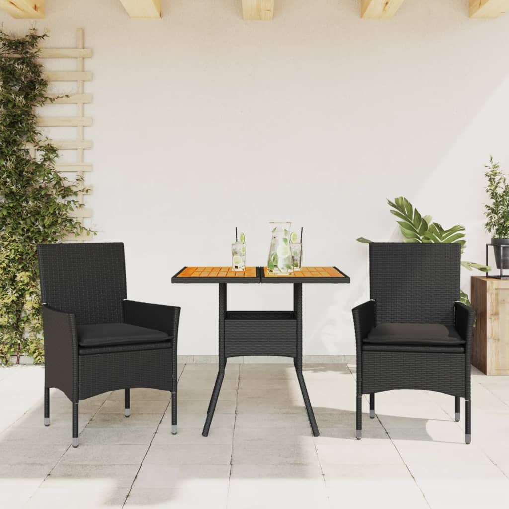 Set Mobilier De Grădină Cu Perne 3 Piese Poliratan&Sticlă