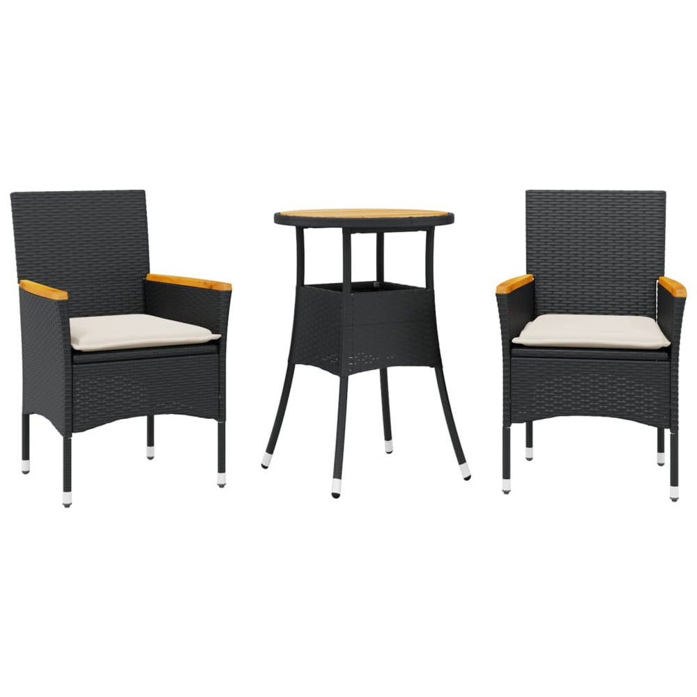 Set Mobilier Grădină Perne 3 Piese Poliratan/Lemn Acacia
