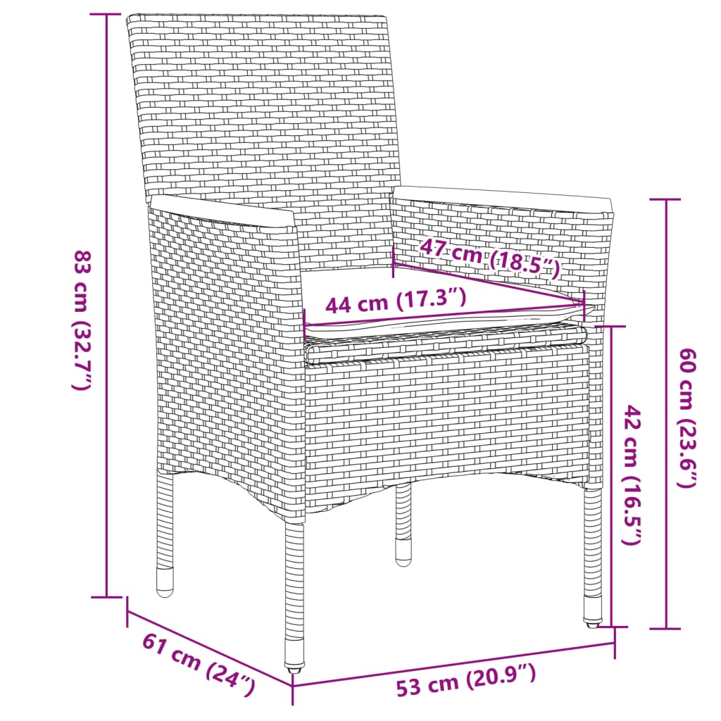 Set Mobilier Grădină Perne 3 Piese Poliratan/Lemn Acacia