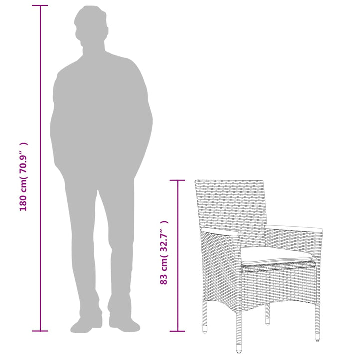 Set Mobilier Grădină Perne 3 Piese Poliratan/Lemn Acacia