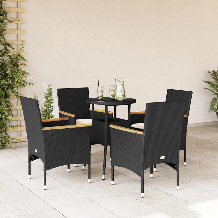 Set Mobilier De Grădină Cu Perne 5 Piese Poliratan&Sticlă