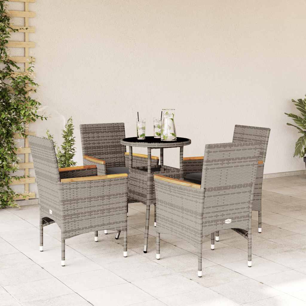 Set Mobilier De Grădină Cu Perne 5 Piese Poliratan&Sticlă