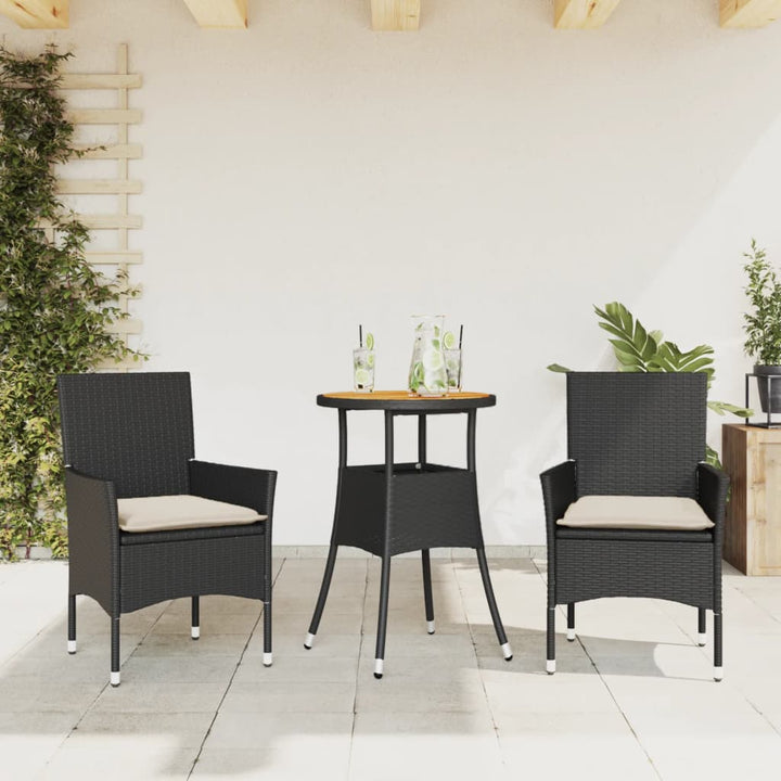 Set Mobilier Grădină Perne 3 Piese Poliratan/Lemn Acacia