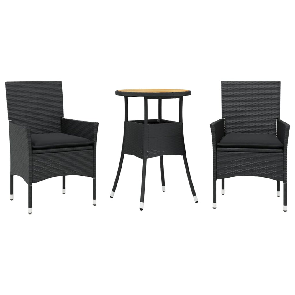 Set Mobilier Grădină Perne 3 Piese Poliratan/Lemn Acacia