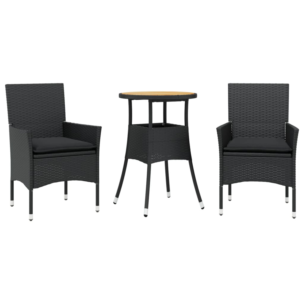 Set Mobilier Grădină Perne 3 Piese Poliratan/Lemn Acacia