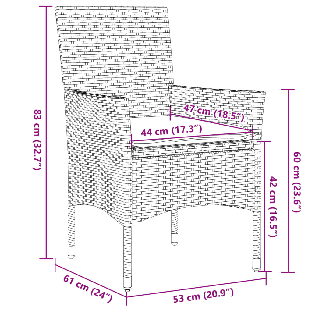 Set Mobilier Grădină Perne 3 Piese Poliratan/Lemn Acacia