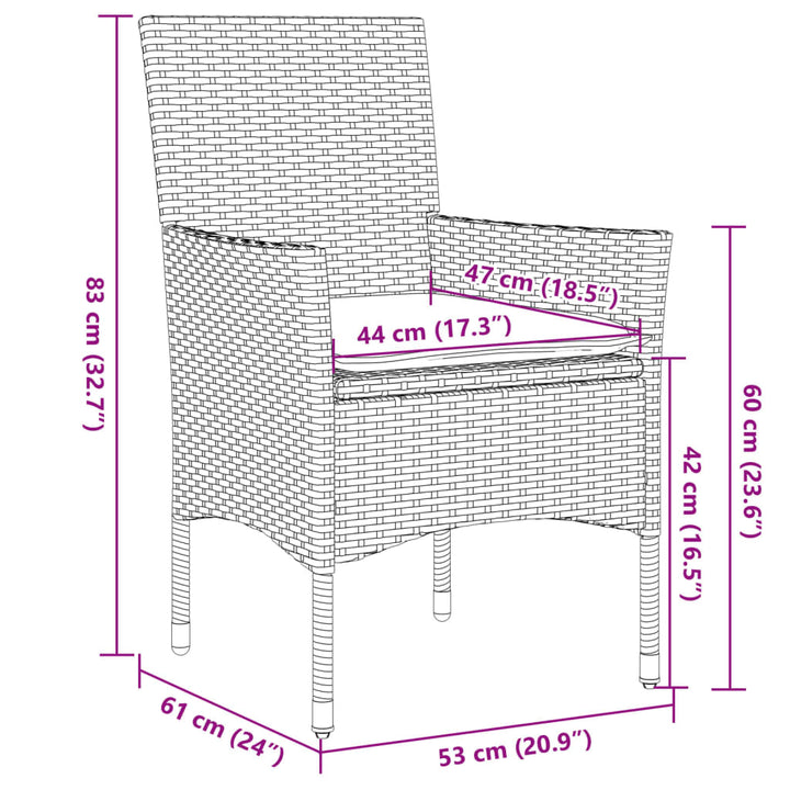 Set Mobilier Grădină Perne 3 Piese Poliratan/Lemn Acacia