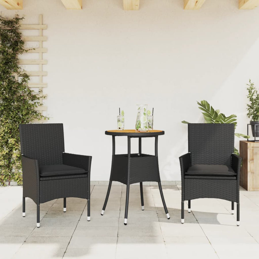 Set Mobilier Grădină Perne 3 Piese Poliratan/Lemn Acacia