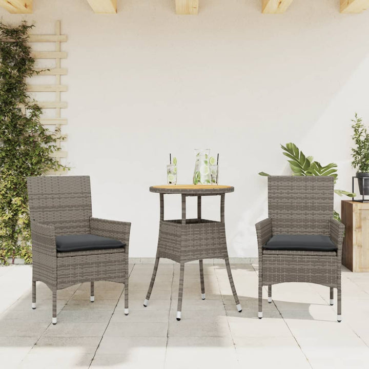 Set Mobilier Grădină Perne 3 Piese Poliratan/Lemn Acacia