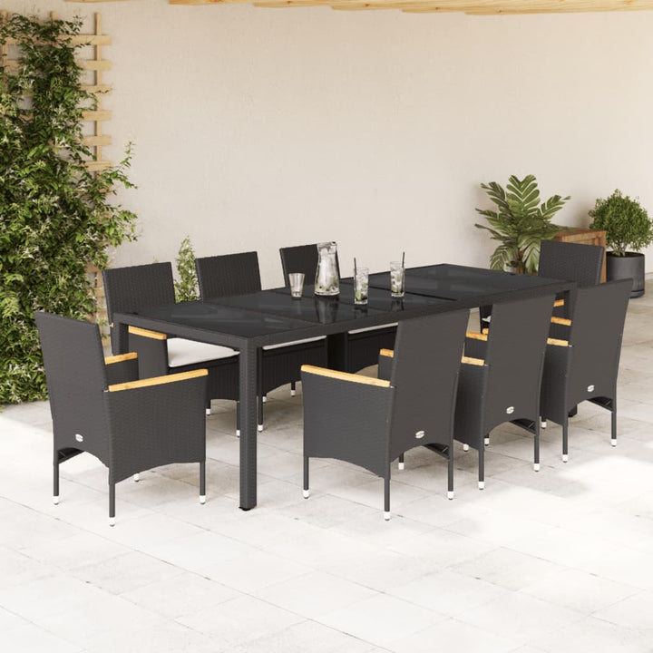 Set Mobilier De Grădină Cu Perne 11 Piese Poliratan&Sticlă