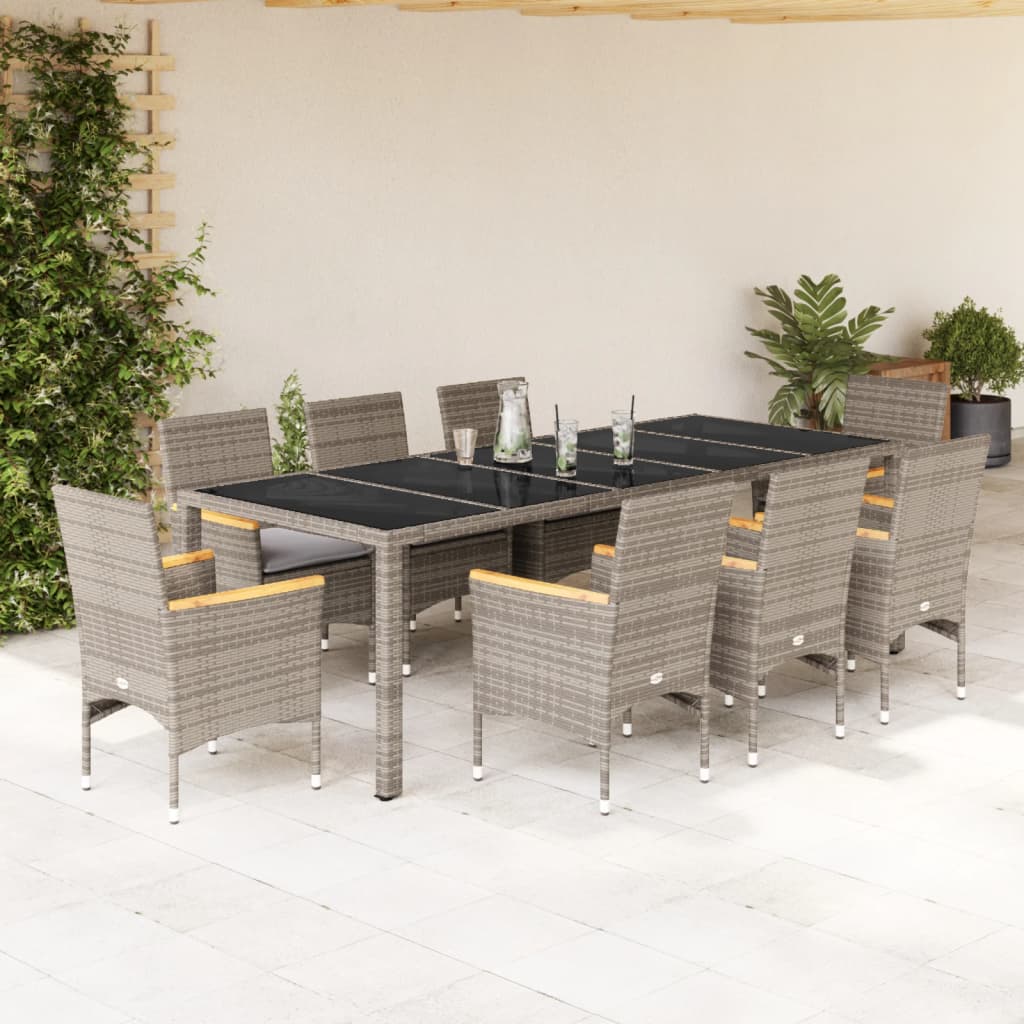 Set Mobilier De Grădină Cu Perne 11 Piese Poliratan&Sticlă